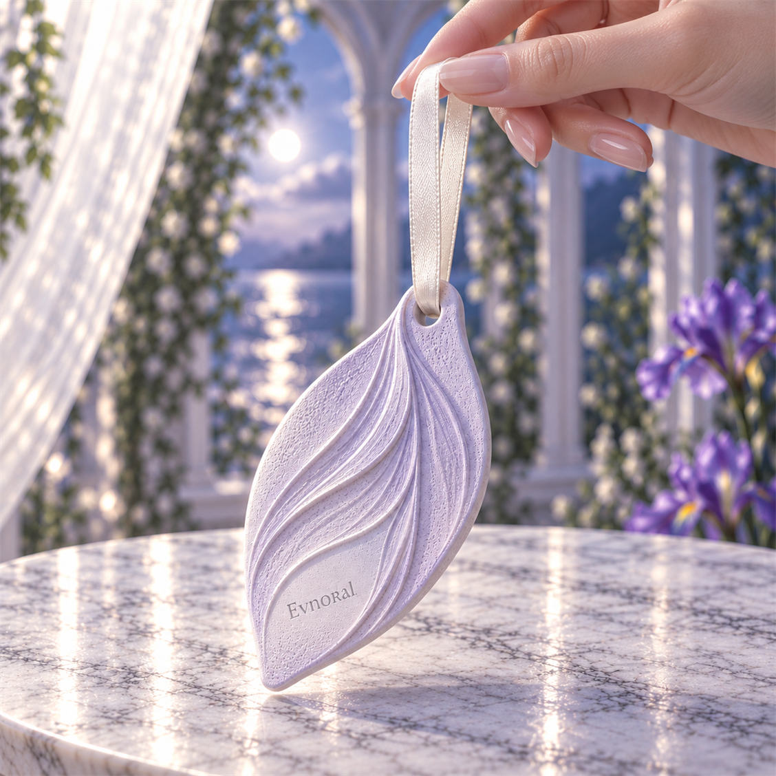 Evnoral Iris Leaf Scent Stone fragrance ritual view